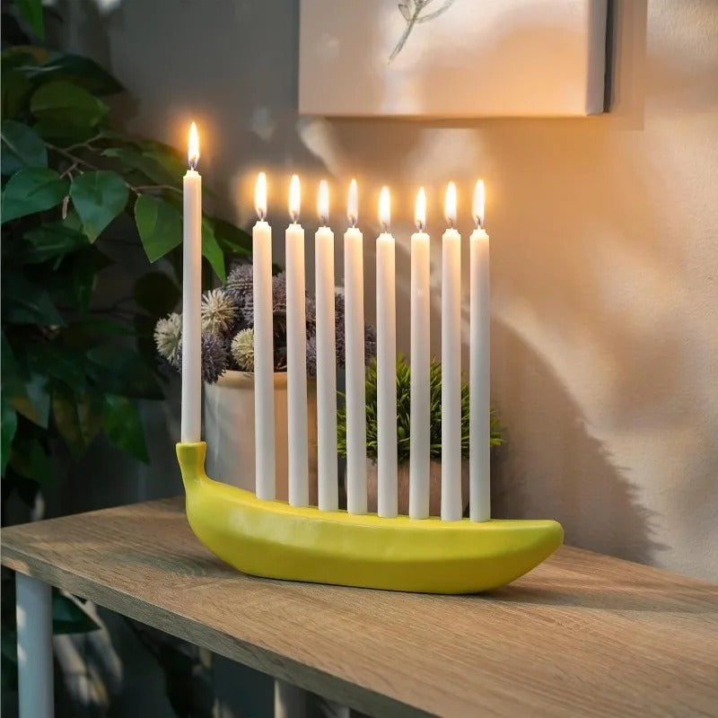 Creative Banana Shaped Candle Holder Tabletop Candle Storage Portable Banana Themed Candle Holder Interior Decoration