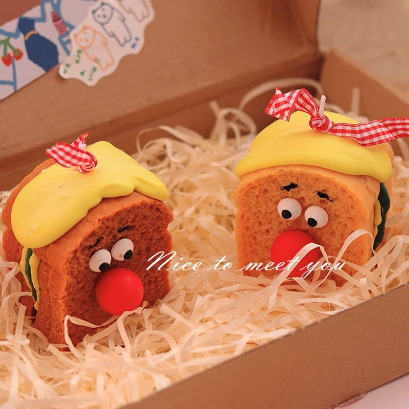 Cute Sandwich Bread Scented Candles Handmade Soy Wax Sandwich Aromatherapy Ornaments