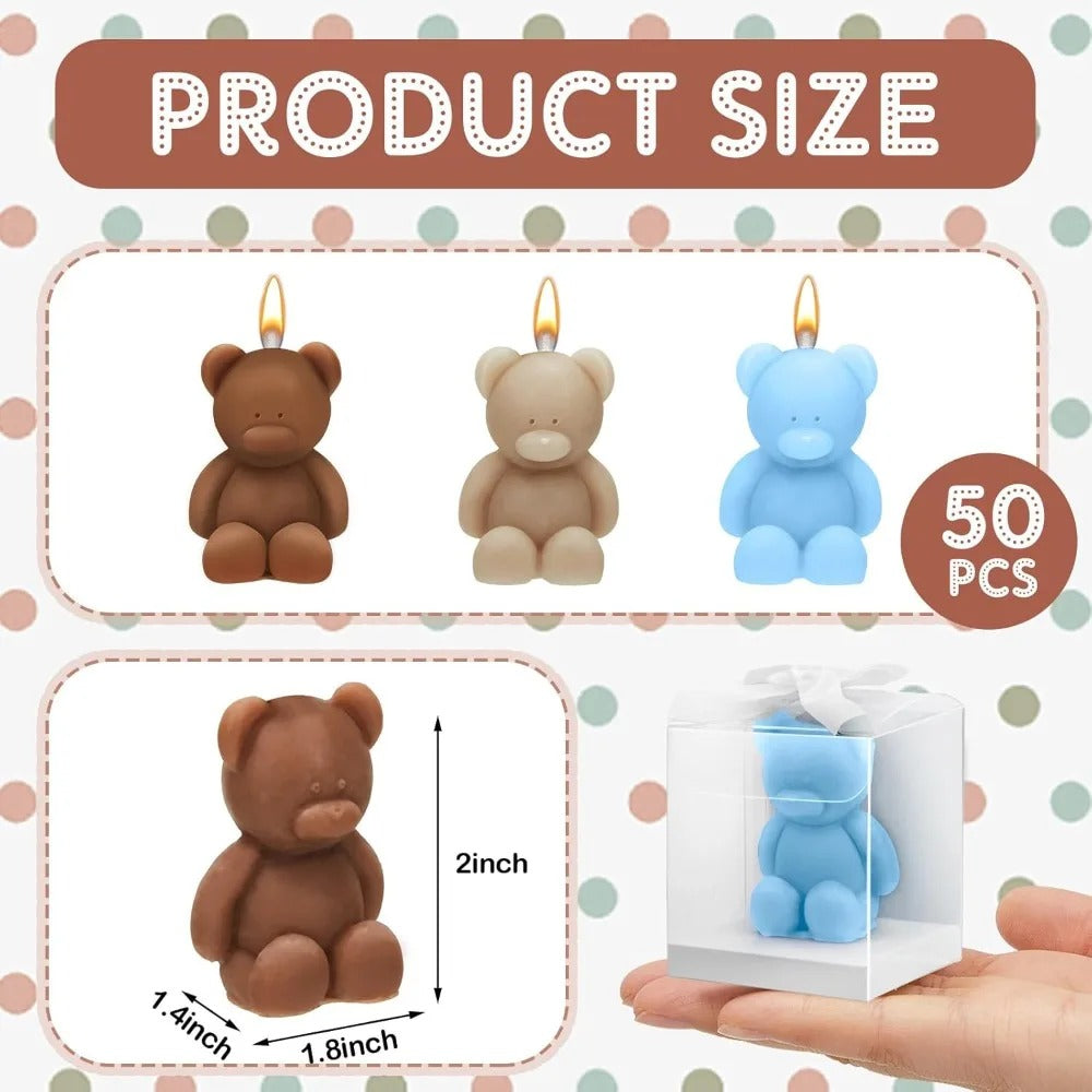 50pc Shower Candle Shower Favors for Guest Bear Party Favors