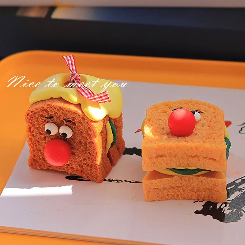 Cute Sandwich Bread Scented Candles Handmade Soy Wax Sandwich Aromatherapy Ornaments