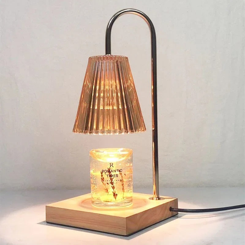 Adjustable Brightness Wooden Aromatherapy Candle Lamp Essential Oil Burner Bedroom Aromatherapy