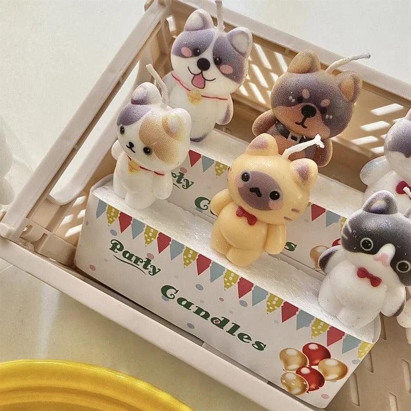 3pcs Cat Dog Birthday Candles Cake Decoration Kids Puppy Cake Toppers Pet