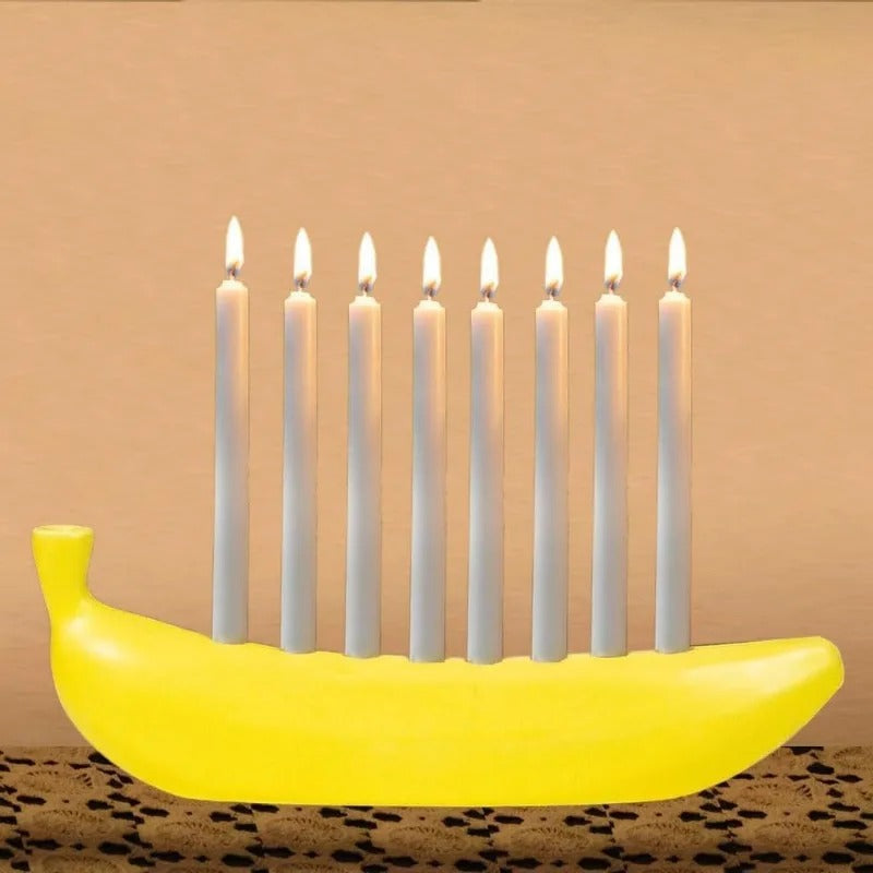 Creative Banana Shaped Candle Holder Tabletop Candle Storage Portable Banana Themed Candle Holder Interior Decoration