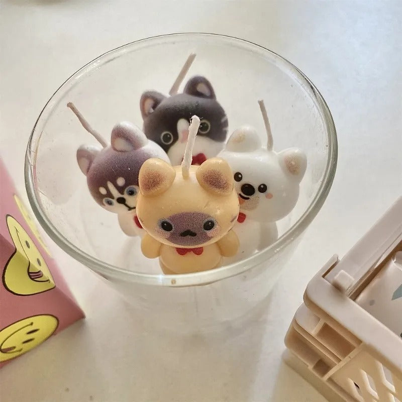 3pcs Cat Dog Birthday Candles Cake Decoration Kids Puppy Cake Toppers Pet