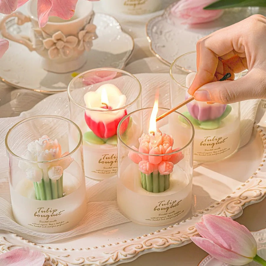 1pc Valentine's Tulip Scented Candle