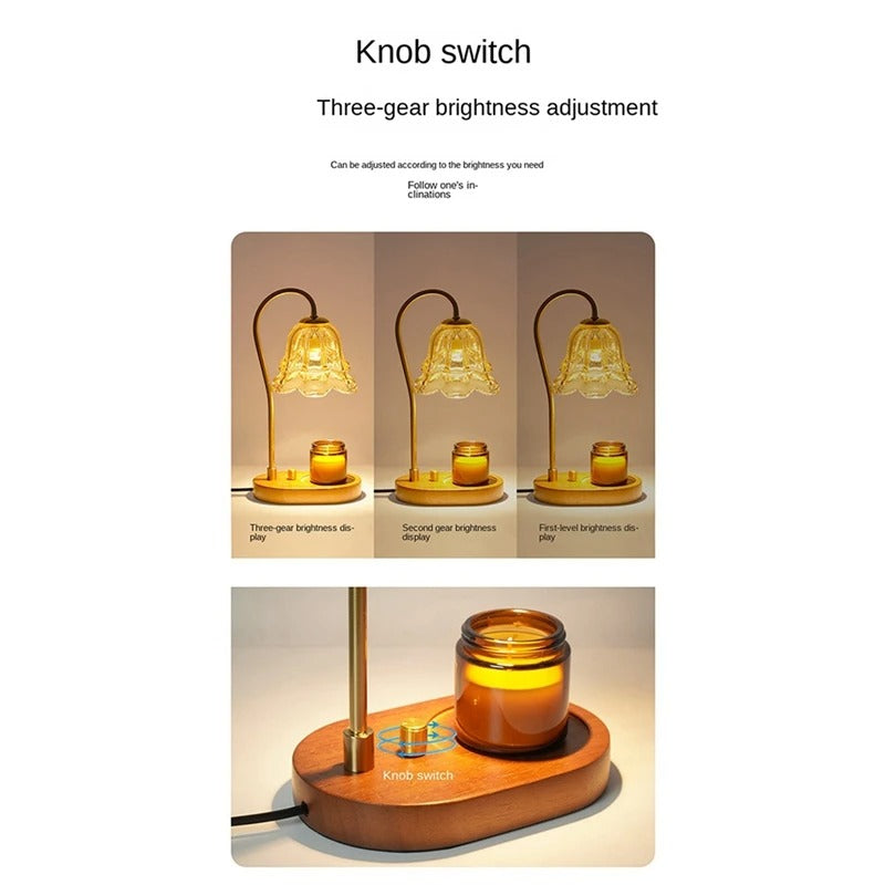 Electric Candle Warmer Lamp Flower Candle Warmer Lamp Button Switch With Adjustable 3 Gear Aromatherapy Table Lamp