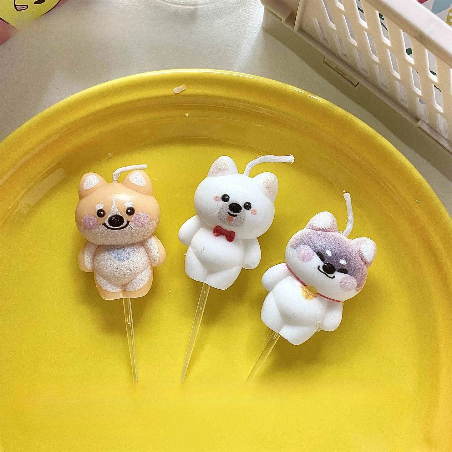 3pcs Cat Dog Birthday Candles Cake Decoration Kids Puppy Cake Toppers Pet