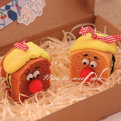 Cute Sandwich Bread Scented Candles Handmade Soy Wax Sandwich Aromatherapy Ornaments