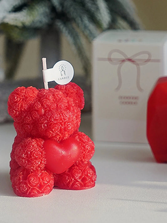 Candle for Valentine's Day, roses and  bears