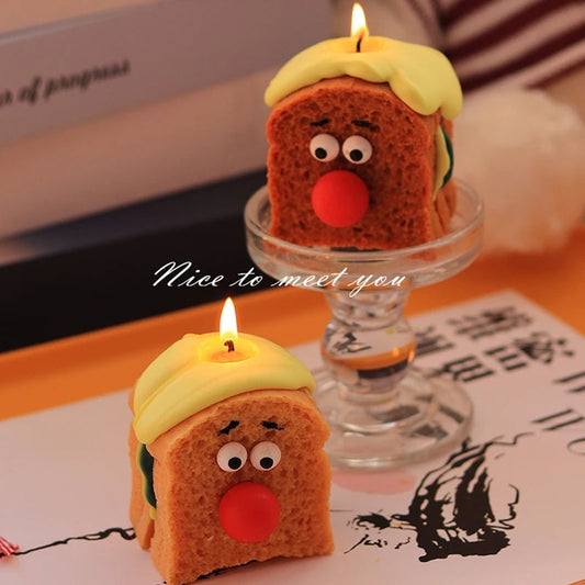 Cute Sandwich Bread Scented Candles Handmade Soy Wax Sandwich Aromatherapy Ornaments