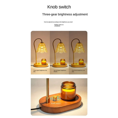 Electric Candle Warmer Lamp Flower Candle Warmer Lamp Button Switch With Adjustable 3 Gear Aromatherapy Table Lamp